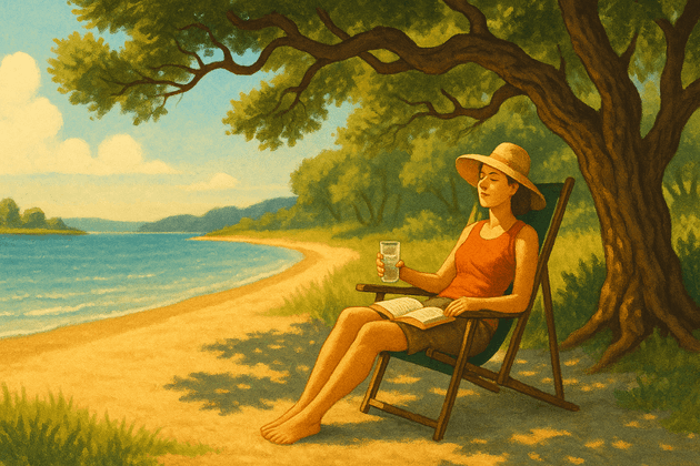 Sommarsolens lugn och en härlig paus i skuggan