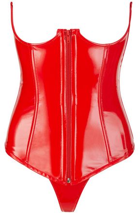 Black Level Vinyl Corset With Thong Red - XL