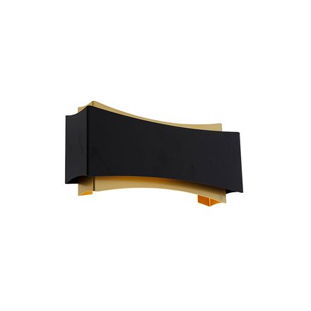 Modern wall lamp black with gold - Plats