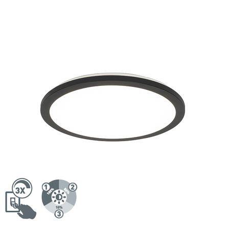 Ceiling lamp black 40 cm incl. LED 3-step dimmable IP44 - Steve