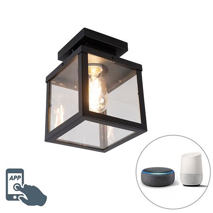Industrial smart outdoor ceiling lamp black incl. ST64 Wifi - Rotterdam