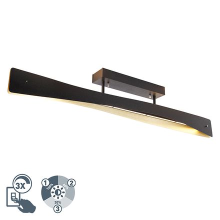 Modern ceiling lamp black incl. LED 3-step dimmable - Sjaak