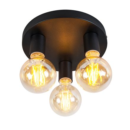 Smart modern ceiling lamp black incl. 3 WiFi G95 - Facil