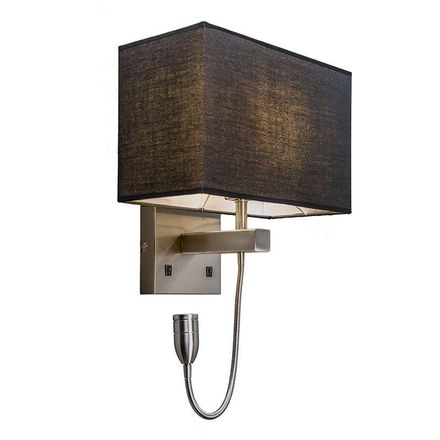 Wall lamp steel with black shade and reading arm incl. LED - Bergamo