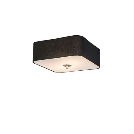 Square Ceiling lamp 30cm Black - Drum Deluxe Jute