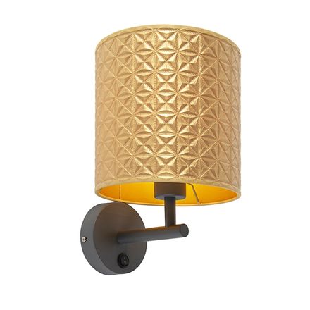 Vintage wall lamp dark gray with gold triangle shade - Matt