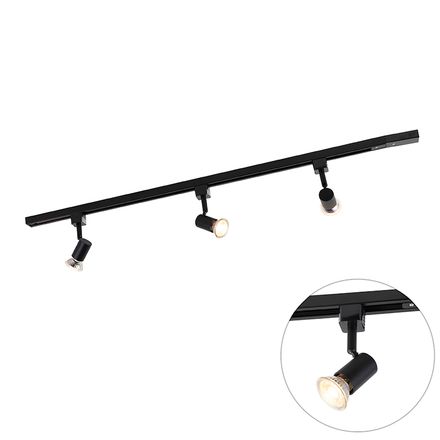 Modern Track Light 1-Phase with 3 Spotlights Black - Jeany