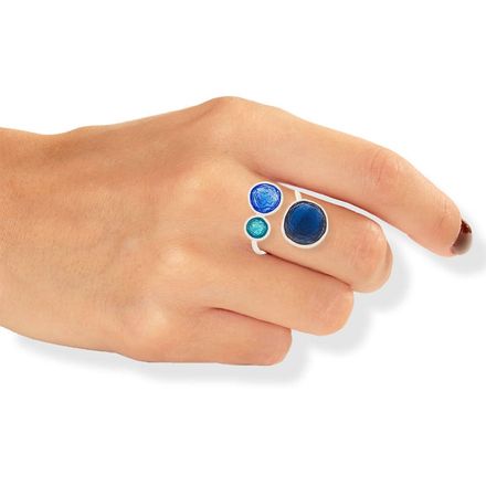 Onirolithi - Silver Enamel Ring Blue & Turquoise | Anthos