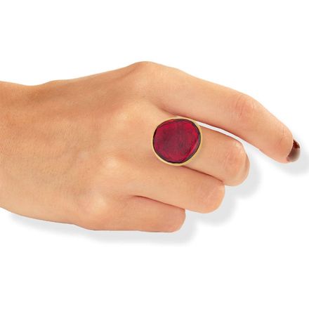 Onirolithi - Gold Plated Enamel Ring Red Pebble | Anthos