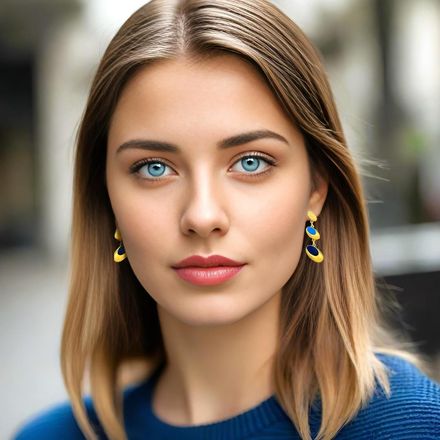 Eleni Ioannidi - Gold Enamel Earrings Electric Blue | Anthos