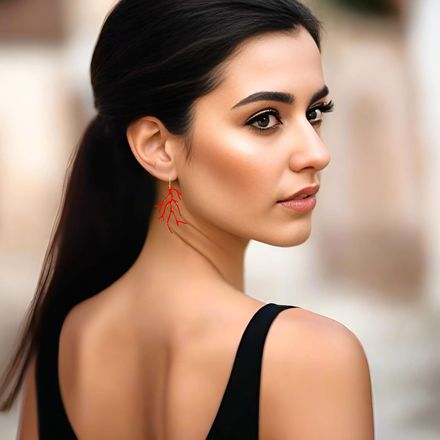 Georgia Charal - Handmade Red Long Coral Earrings | Anthos