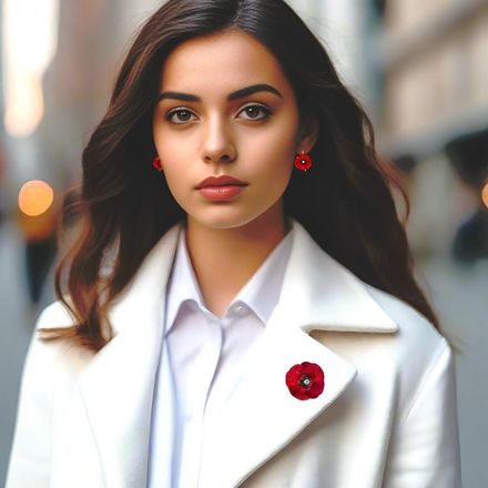 Handmade Silver Red Poppy Flower Brooch | Anthos Jewelry