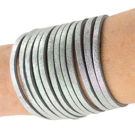 7pm - Handmade Leather Bracelet Silver Fringes | Anthos