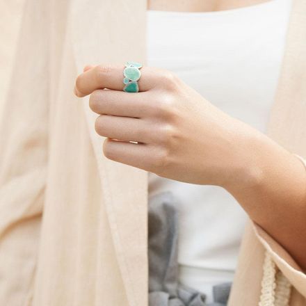 Joidart - Silver Ring With Turquoise Enamel Born | Anthos