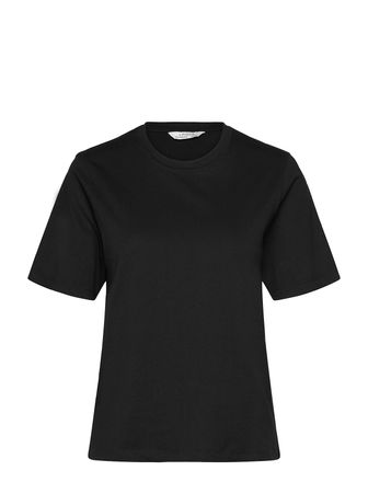 T Shirt Erica Basic Cotton Tops T-shirts & Tops Short-sleeved Black Lindex