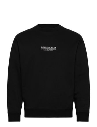 Relaxed Printed Crewneck Sweatshirt Tops Sweatshirts & Hoodies Sweatshirts Black Tom Tailor