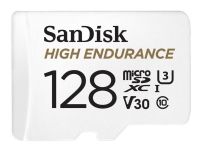 SanDisk High Endurance - Flashminnekort (microSDXC til SD-adapter inkludert) - 128 GB - Video Class V30 / UHS-I U3 / Class10 - microSDXC UHS-I