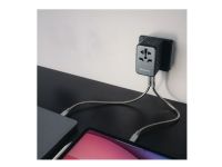 Verbatim UTA-06 - Strømadapter - GaN III, universal - 100 watt - 5 A - PD 3.0, QC 4.0+, QC 3.0, Fast Charge, Super Charge, Apple Fast Charge, PD/PPS, USB BC 1.2 - 4 utgangskontakter (2 x USB, 2 x USB-C) - svart