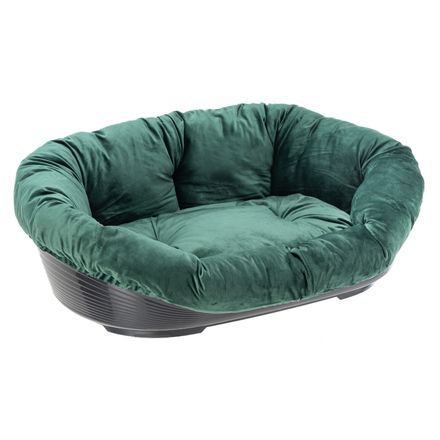 Ferplast Siesta Deluxe svart med överdrag Sofà - Velvet grön - Set stl. 6: L 73 x B 55 x H 27 cm