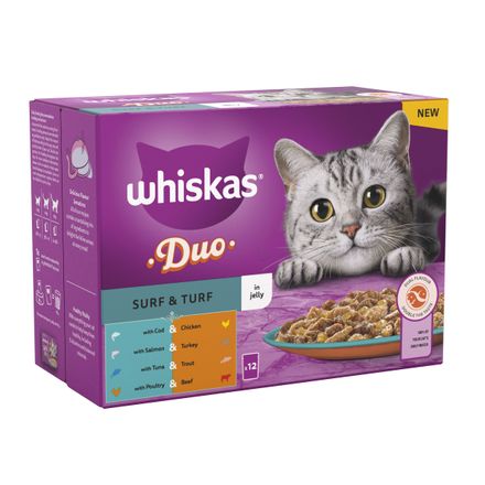 Whiskas 1+ Pouches Mega Pack 96 x 85g - Duo Surf & Turf in Jelly