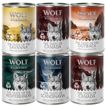 Wolf of Wilderness Adult "The Taste of" 6 x 400g - Mixed Pack (5 Varieties)