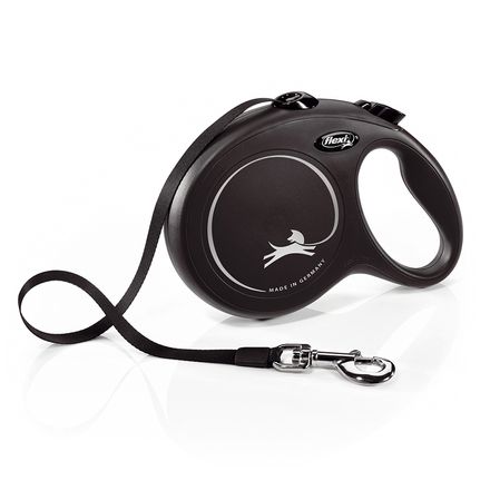 flexi New Classic Tape Lead Large - 8m - flexi New Classic webbing leash L black, 8 m