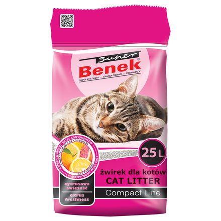 Super Benek Compact Citrus Freshness Cat Litter - 25l (approx. 20kg)