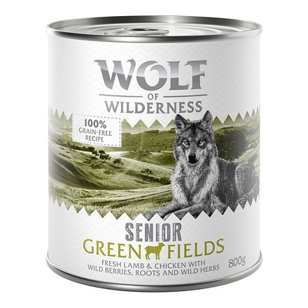 Wolf of Wilderness Senior Duo-Protein Recipe Saver Pack 24 x 800g - Green Fields - Lamb