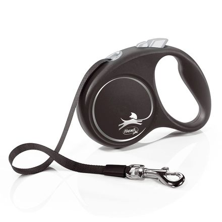 flexi Dog Leads - Black Design (Size S: 5m, up to 15kg)