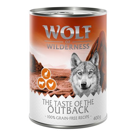 Wolf of Wilderness Adult "The Taste of" 6 x 400g - The Taste of the Outback - Chicken, Beef, Kangaroo