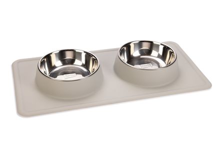 Karlie Stainless Steel Silicone Dex Diner Set Dog Bowl - 2 x 350ml, 14cm diameter Light Grey