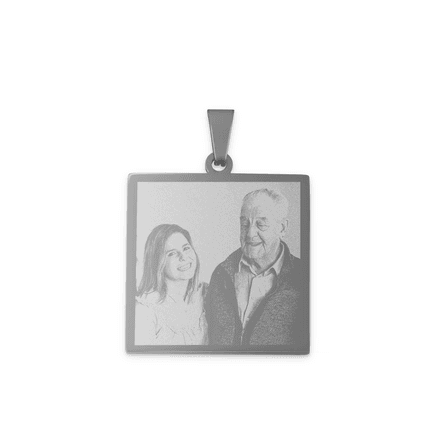 Square pendant with photo - silver