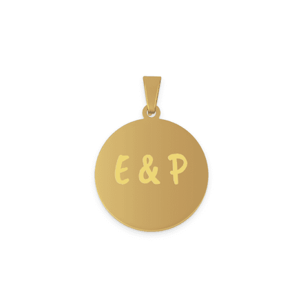 Round pendant with text - gold