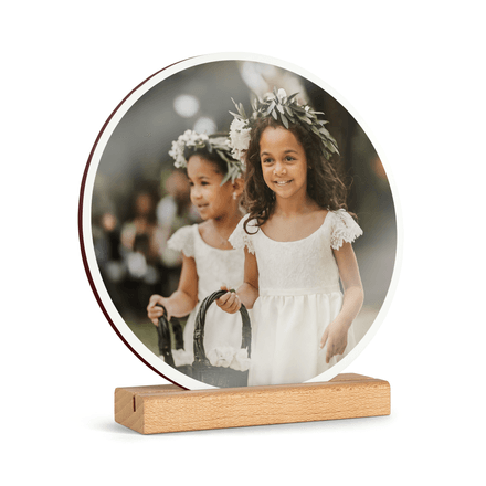 Printed Wooden Photo Tile with Stand - Circle