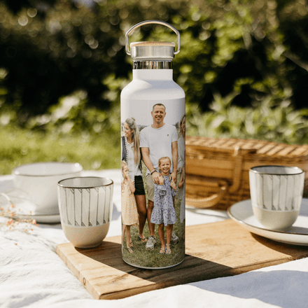Personalised bamboo water bottle - White