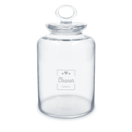 Personalised engraved airtight glass jar