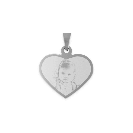 Pendant heart with photo - silver