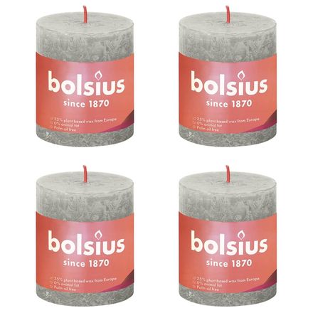Bolsius Rustikke søylelys Shine 4 stk 80x68 mm sandgrå