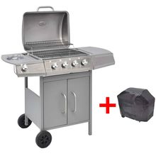 vidaXL Gassgrill 4+1 kokesone sølv