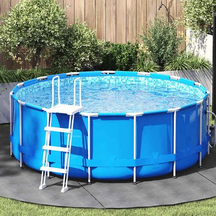 vidaXL Bassengduk lysegrå Ø306 cm polyester geotekstil