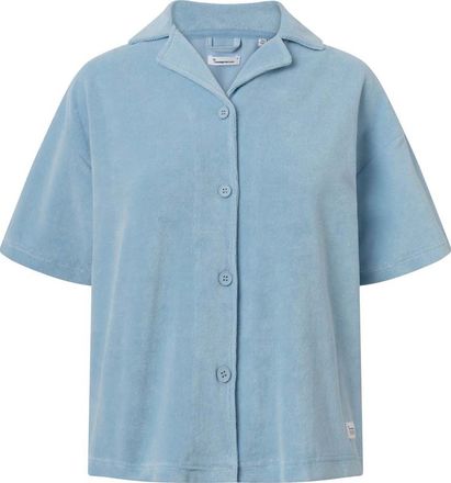 Knowledge Cotton Apparel Women's Woven Terry Short Sleeve Shirt Airy Blue Kortermede skjorter S