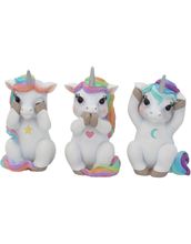 Hear No Evil, See No Evil - 3 stk Enhjørningfigurer 9 cm