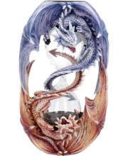 Anne Stokes Lilla og Rød Dragefigur med Timeglass 20 cm