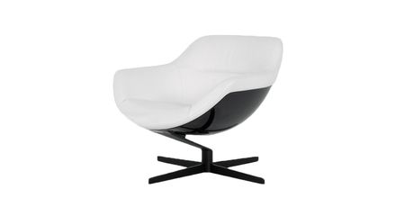 Cassina 27 Auckland Swivel Armchair with no Head Rest - Black / White