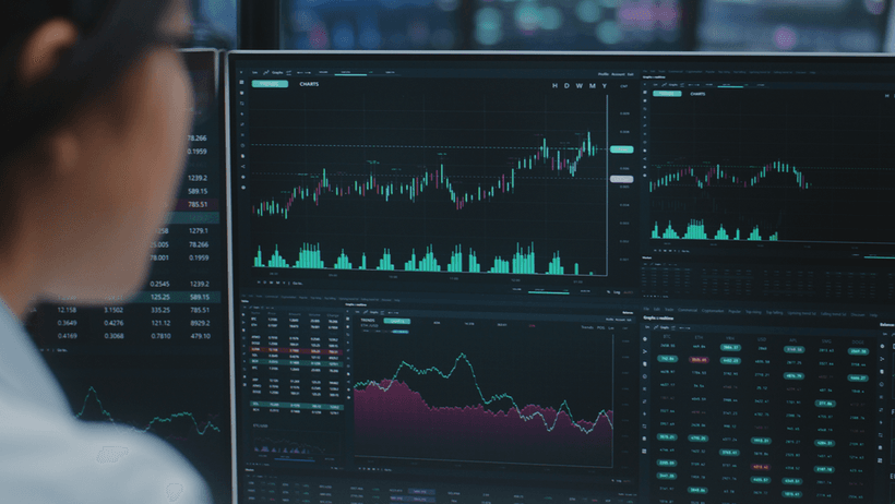 Infront kvinna analytiker trade trading trader