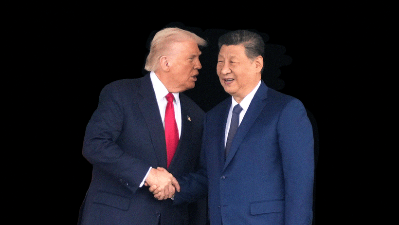 Donald Trump Xi Jinping collage svart bakgrund