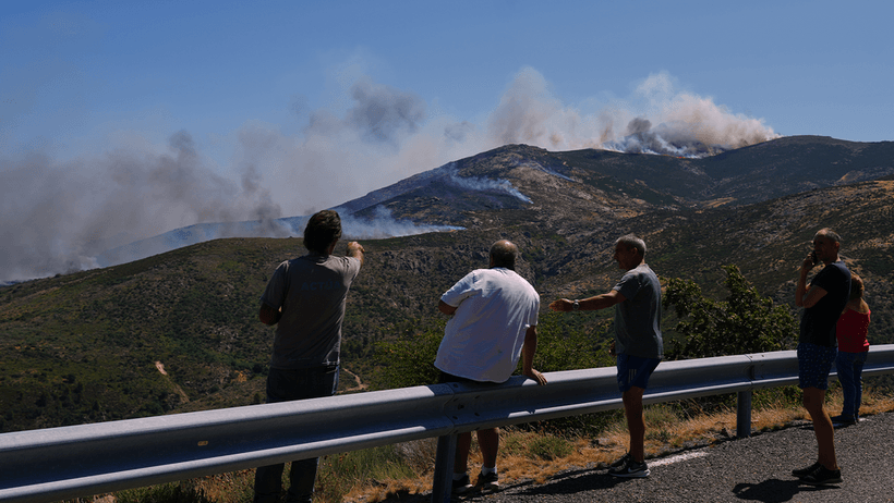 Skogsbrand brand värme värmebölja spanien juli 2026