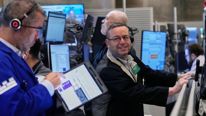Wall Street NYSE glad grön upp new york