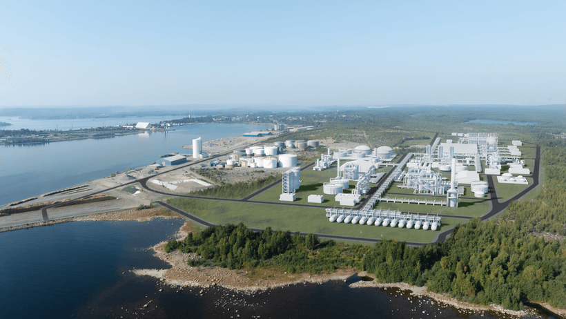 Visualisering av SkyKraft-anläggningen i Näsudden vid Skellefteå Hamn.