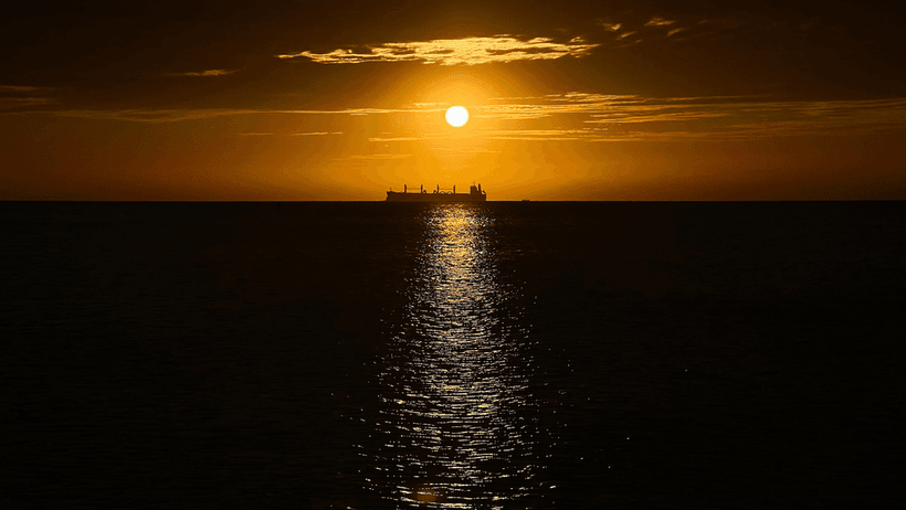 Olja oljetanker hav sol solnedgång